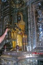 12th century statue of Black Madonna of Montserrat in cathedral of Montserrat Monastery Royalty Free Stock Photo