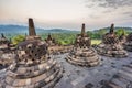 9th century Stone Stupa at Borobudur Buddhist temple. Built in , cataloged as UNESCO World Heritage Site.