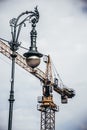 A 19th Century Vidctorian style street lantern in Berlin, Germany, detail of classical architecture