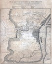 18th-century vintage map of Philadelphia city plan