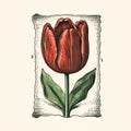 19th Century Woodcut-inspired Tulip Illustration By Maximilian Pirner