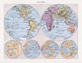 19th century world map compared to the old world maps Royalty Free Stock Photo