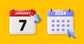 7th day of the month icon. Event schedule date. Calendar date 3d icon. Vector