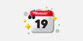 19th day of the month icon. Event schedule date. Calendar date of August 3d icon. Vector Royalty Free Stock Photo