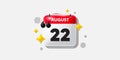 22th day of the month icon. Event schedule date. Calendar date of August 3d icon. Vector Royalty Free Stock Photo