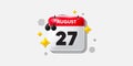 27th day of the month icon. Event schedule date. Calendar date of August 3d icon. Vector Royalty Free Stock Photo