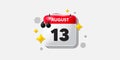 13th day of the month icon. Event schedule date. Calendar date of August 3d icon. Vector