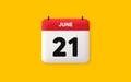 21th day of the month icon. Event schedule date. Calendar date 3d icon. Vector