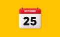 25th day of the month icon. Event schedule date. Calendar date 3d icon. Vector Royalty Free Stock Photo