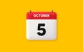 5th day of the month icon. Event schedule date. Calendar date 3d icon. Vector Royalty Free Stock Photo