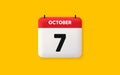 7th day of the month icon. Event schedule date. Calendar date 3d icon. Vector Royalty Free Stock Photo