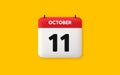 11th day of the month icon. Event schedule date. Calendar date 3d icon. Vector Royalty Free Stock Photo