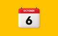 6th day of the month icon. Event schedule date. Calendar date 3d icon. Vector Royalty Free Stock Photo