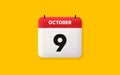 9th day of the month icon. Event schedule date. Calendar date 3d icon. Vector Royalty Free Stock Photo