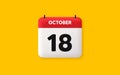 18th day of the month icon. Event schedule date. Calendar date 3d icon. Vector Royalty Free Stock Photo