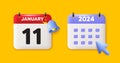 11th day of the month icon. Event schedule date. Calendar date 3d icon. Vector