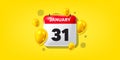 31th day of the month icon. Event schedule date. Calendar date of January 3d icon. Vector