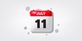 11th day of the month icon. Event schedule date. Calendar date of July 3d icon. Vector