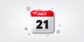 21th day of the month icon. Event schedule date. Calendar date of July 3d icon. Vector