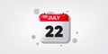 22th day of the month icon. Event schedule date. Calendar date of July 3d icon. Vector