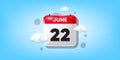 22th day of the month icon. Event schedule date. Calendar date of June 3d icon. Vector