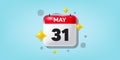 31th day of the month icon. Event schedule date. Calendar date of May 3d icon. Vector
