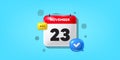 23th day of the month icon. Event schedule date. Calendar date of November 3d icon. Vector