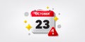 23th day of the month icon. Event schedule date. Calendar date of October 3d icon. Vector