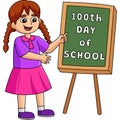 100th Day Of School Student Girl Cartoon Clipart