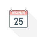 25th December calendar icon. December 25 calendar Date Month icon vector illustrator