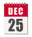 25th december calendar page icon. Merry christmas ! Royalty Free Stock Photo
