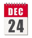 24th december calendar page icon. Merry christmas ! Royalty Free Stock Photo