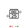 25th of December of Christmas day calendar icon,Vector and Illustration Royalty Free Stock Photo