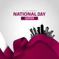 18th December happy national day Qatar with waving flag. abstract vector illustration design