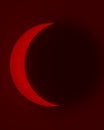 A view of the Sun during a Partial Solar Eclipse, an amazing view of our star shining in H Alpha light. An awe view of the Royalty Free Stock Photo