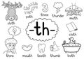 Th digraph spelling rule black and white educational poster