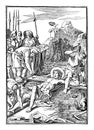 Vintage Antique Religious Biblical Drawing or Engraving of Jesus and 11th or Eleventh Station of the Cross or Way of the