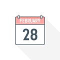 28th February calendar icon. February 28 calendar Date Month icon vector illustrator