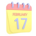 17th February 3D calendar icon