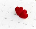 14th february date and red heart Royalty Free Stock Photo