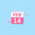 14th of February of Valentines Day calendar icon,Vector and Illustration