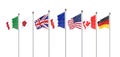 45th G7 summit , August 24Ã¢â¬â26, 2019 in Biarritz, Nouvelle-Aquitaine, France. 7 flags of countries of Group of Seven - Canada,