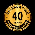 40 years celebrating anniversary design template. Forty anniversary logo. Vector and illustration. Royalty Free Stock Photo