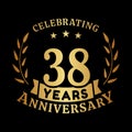 38 years anniversary celebration logotype. 38th anniversary logo. Vector and illustration.