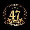 47 years anniversary celebration logotype. 47th anniversary logo. Vector and illustration.