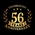 56 years anniversary celebration logotype. 56th anniversary logo. Vector and illustration.