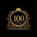 100 years celebrating anniversary design template. 100th anniversary logo. Vector and illustration. Royalty Free Stock Photo