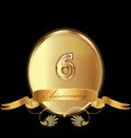 6th golden anniversary birthday seal icon vector