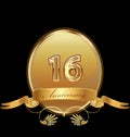 16th golden anniversary birthday seal icon vector Royalty Free Stock Photo