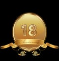 18th golden anniversary birthday seal icon vector